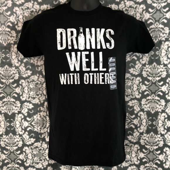Drinks Well With Others Black Graphic Print Tee - Picture 1 of 7
